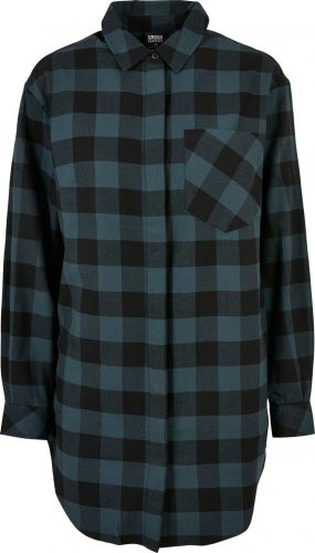 Urban Classics Ladies Oversized Check Flannel Shirt Dress Šaty černá