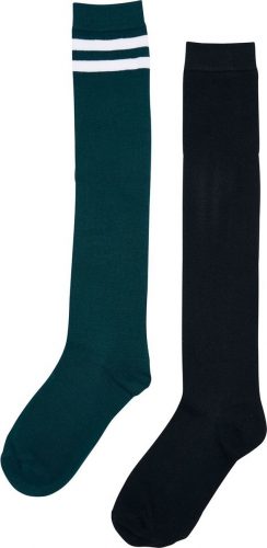Urban Classics Balení 2 párů dámských univerzitních ponožek Ponožky Černá / tmavě zelená