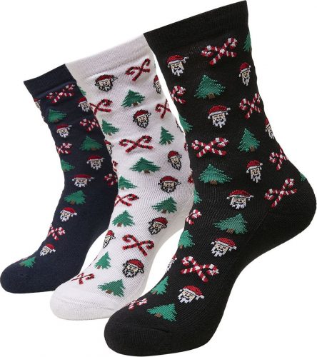 Urban Classics Balení 3 párů vánočních ponožek Grumpy Santa Ponožky cerná/bílá/modrá
