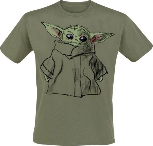 Star Wars The Mandalorian - Baby Yoda Sketch - Grogu Tričko zelená
