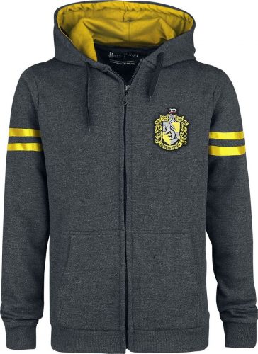 Harry Potter Hufflepuff Sport Mikina s kapucí na zip šedá/žlutá