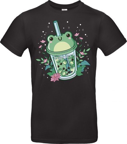 Zábavné tričko Bubble Tea Frog Tričko černá