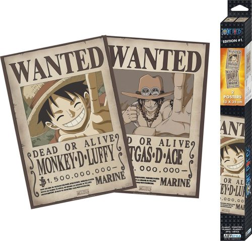 One Piece Sada 2 ks plakátů Wanted Luffy and Ace - Chibi Design plakát vícebarevný