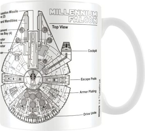 Star Wars Millennium Falcon Sketch Hrnek bílá