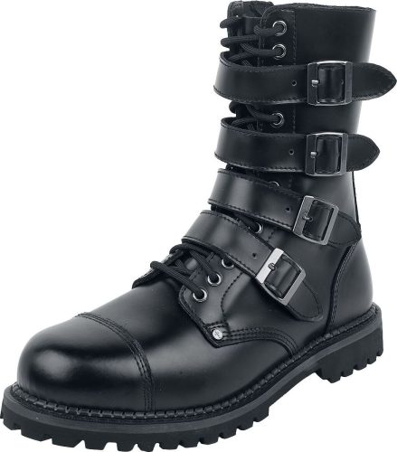 Gothicana by EMP Černé boty s přezkami a šněrováním boty černá