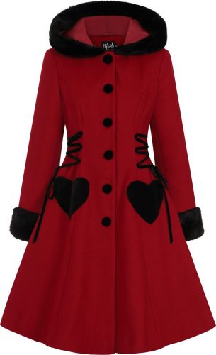 Hell Bunny Kabát Scarlett Dámský kabát cervená/cerná