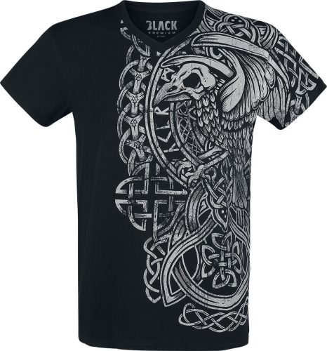 Black Premium by EMP Černé tričko s potiskem a Véčkovým výstřihem Tričko černá