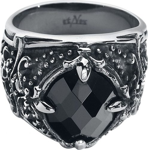 etNox hard and heavy Black Diamond Prsten cerná/stríbrná