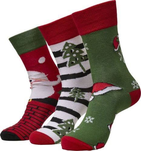 Urban Classics Balení 3 párů vánočních ponožek Stripe Santa Ponožky vícebarevný
