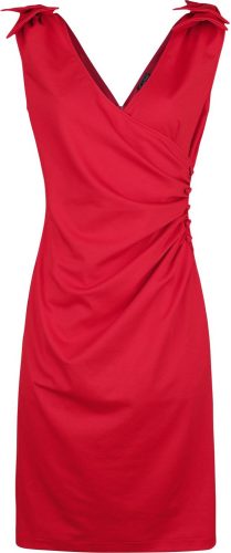 Voodoo Vixen Šaty Sheree Bow Shoulder so srdieckovými gombíkmi Šaty červená