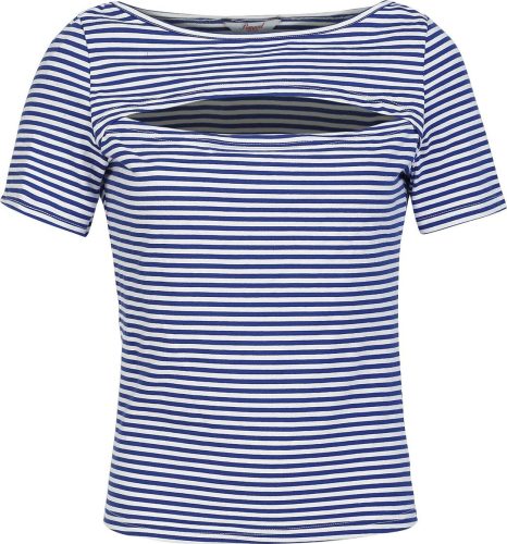 Banned Retro Top Sweet Stripes Dámské tričko modrá/bílá