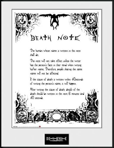 Death Note Rules Obraz na zeď standard