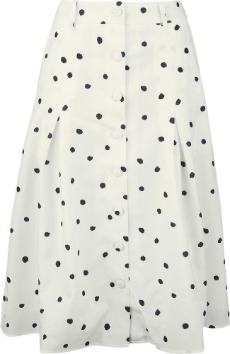 Voodoo Vixen Polka Dot Button Front Midi Skirt Sukně cerná/bílá