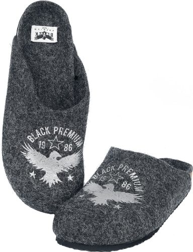 Black Premium by EMP Šedé pantofle s potiskem s krkavci papuce tmavě šedá
