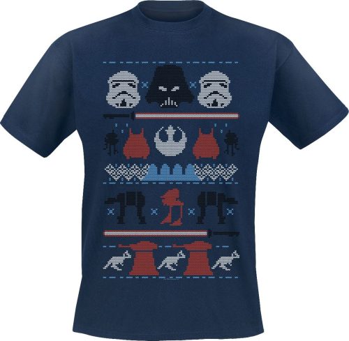 Star Wars Christmas Darth Knit Tričko námořnická modrá