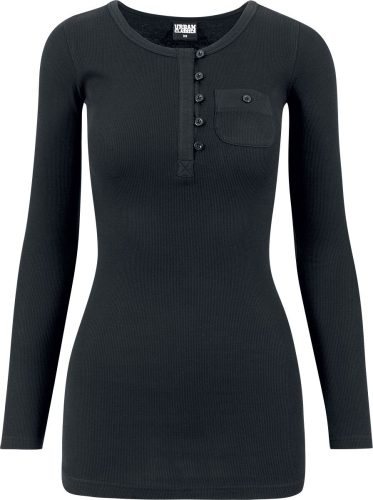 Urban Classics Ladies Long Rib Pocket Turnup Tee Dámské tričko s dlouhými rukávy černá