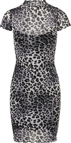 Urban Classics Dámské dvojvrstvé šaty se síťovinou Šaty leopardí