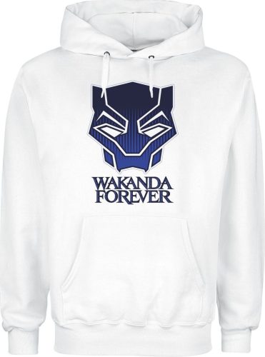 Black Panther Wakanda Forever - Panther Logo Head Mikina s kapucí bílá