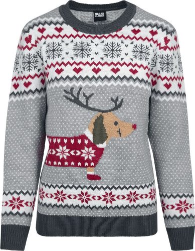Urban Classics Dámský vánoční svetr Sausage Dog Pletený svetr zelená/bílá/cervená
