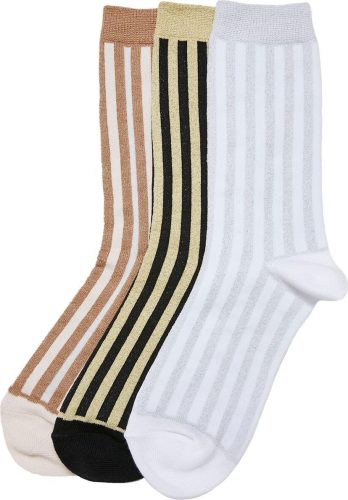 Urban Classics Lurex Stripes Socks 3-Pack Ponožky cerná/bílá