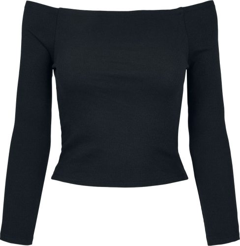 Urban Classics Dámské žebrované tričko s dlouhými rukávy a odhalenými rameny Dámské tričko s dlouhými rukávy černá