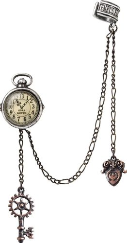 Alchemy Gothic Uncle Albert's Timepiece náušnice stríbrná