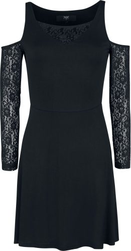 Black Premium by EMP Černé šaty s odhalenými rameny a krajkovými rukávy Šaty černá