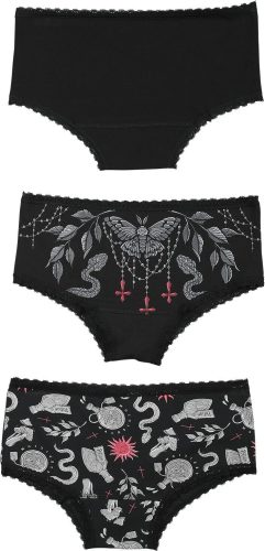 Gothicana by EMP Balení 3 ks kalhotek s motivy čarodejnic Dámské spodní prádlo černá
