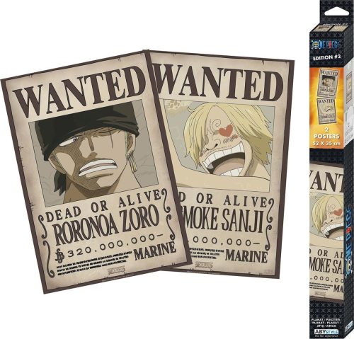 One Piece Sada 2 ks plakátů Wanted Zoro and Sanji - Chibi Design plakát vícebarevný