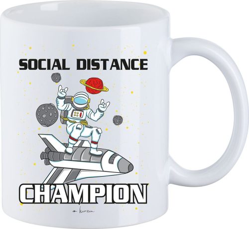 Sprüche Social Distance Champion Hrnek bílá