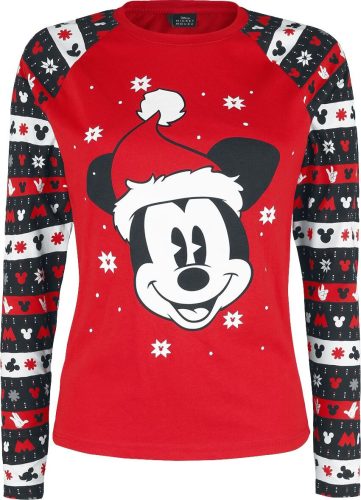 Mickey & Minnie Mouse Xmas Mickey Dámské tričko s dlouhými rukávy cervená/modrá