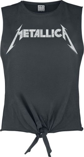 Metallica Amplified Collection - White Logo Dámský top charcoal