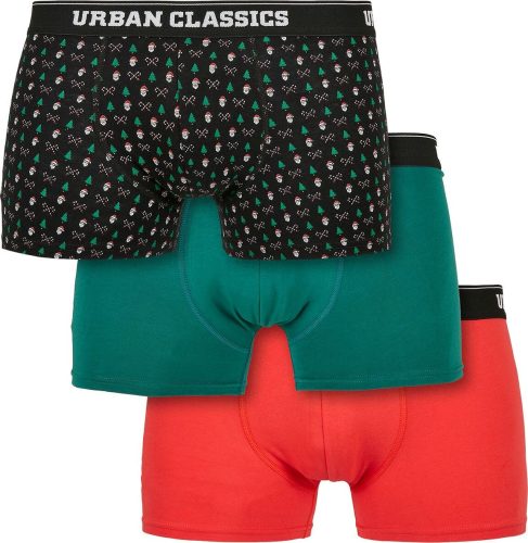 Urban Classics Organické vánoční boxerky - balení 3 ks Boxerky cervená/zelená