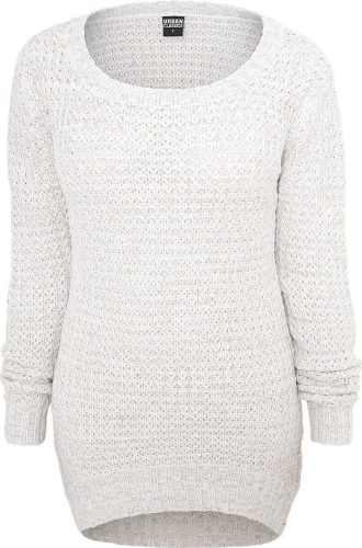 Urban Classics Ladies Long Wideneck Sweater Dámnský svetr šedobílá