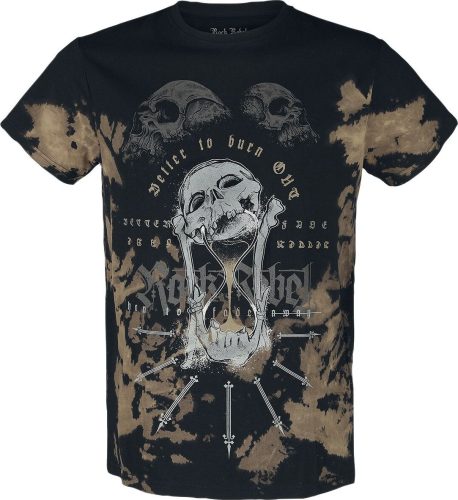 Rock Rebel by EMP T-Shirt mit Totenkopf - Sanduhren Print Tričko černá