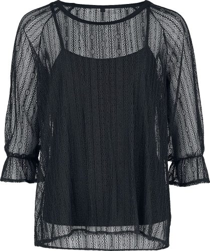 Gothicana by EMP Schwarzes Shirt aus Spitze Dámské tričko s dlouhými rukávy černá