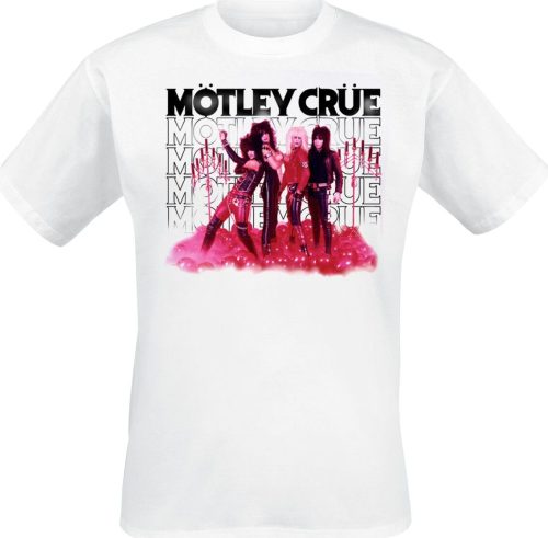 Mötley Crüe Group Montage Pink Tričko bílá