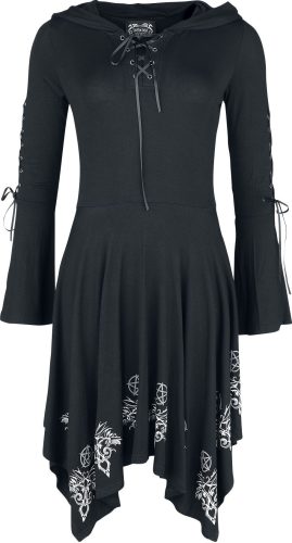 Gothicana by EMP Šaty Gothicana X Anne Stokes se sukní s asymetrickým lemem a okultním potiskem Šaty černá