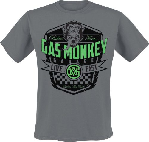 Gas Monkey Garage Live Fast Tričko charcoal
