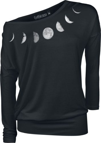 Gothicana by EMP Košile s dlouhými rukávy a fázami měsíce Dámské tričko s dlouhými rukávy černá