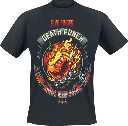 Five Finger Death Punch Burning Pumpkin Halloween Tričko černá