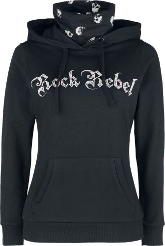 Rock Rebel by EMP Mikina s růžovými kamínky Dámská mikina s kapucí černá