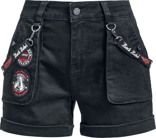 Rock Rebel by EMP Bequeme Shorts mit Patches und Riemen Dámské šortky černá