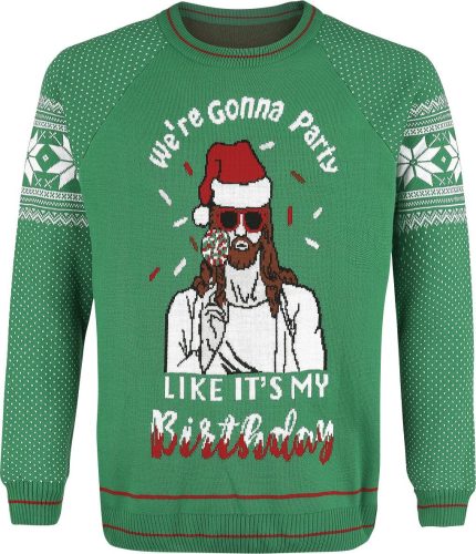 Ugly Christmas Sweater We're Gonna Party Like It's My Birthday Pletený svetr vícebarevný