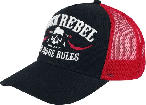 Rock Rebel by EMP Baseballová čepice No More Rules Baseballová kšiltovka cerná/cervená
