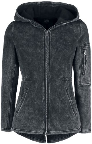 Black Premium by EMP Černá bunda s kapucí a opraným efektem Mikina s kapucí na zip černá