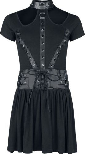 Gothicana by EMP Šaty s výřezy a šněrováním Šaty černá