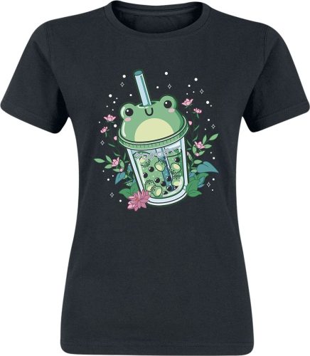 Zábavné tričko Bubble Tea Frog Dámské tričko černá