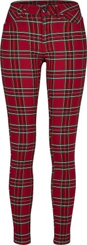 Urban Classics Dámské tartanové skinny kalhoty Dámské kalhoty cervená/cerná