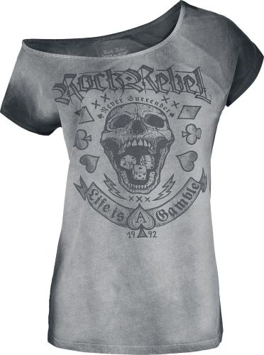 Rock Rebel by EMP Tričko s potiskem s lebkou Dámské tričko šedá